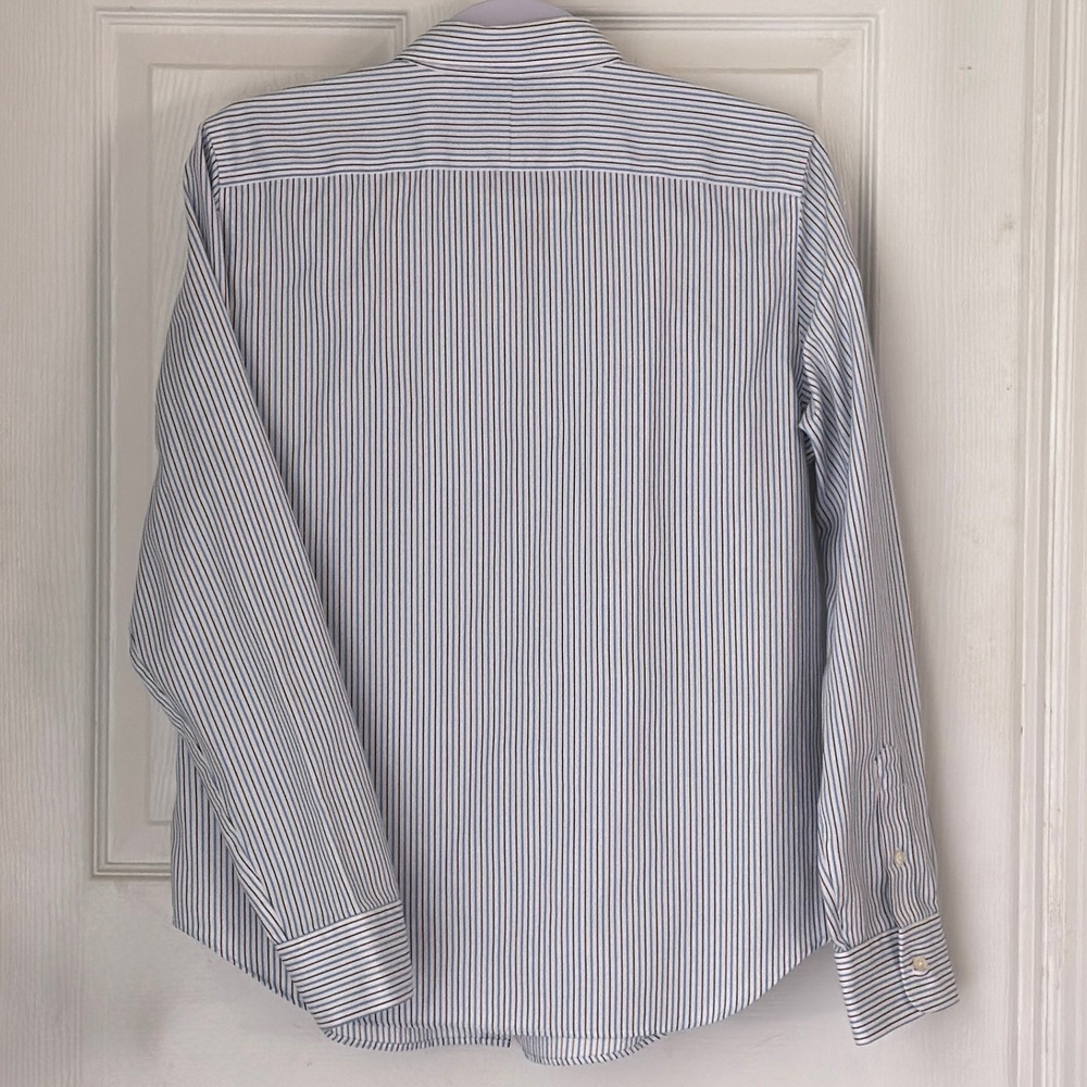 Lauren Ralph Lauren Non Iron Striped Cotton Button Down Shirt Blue White Medium - Picture 4 of 4